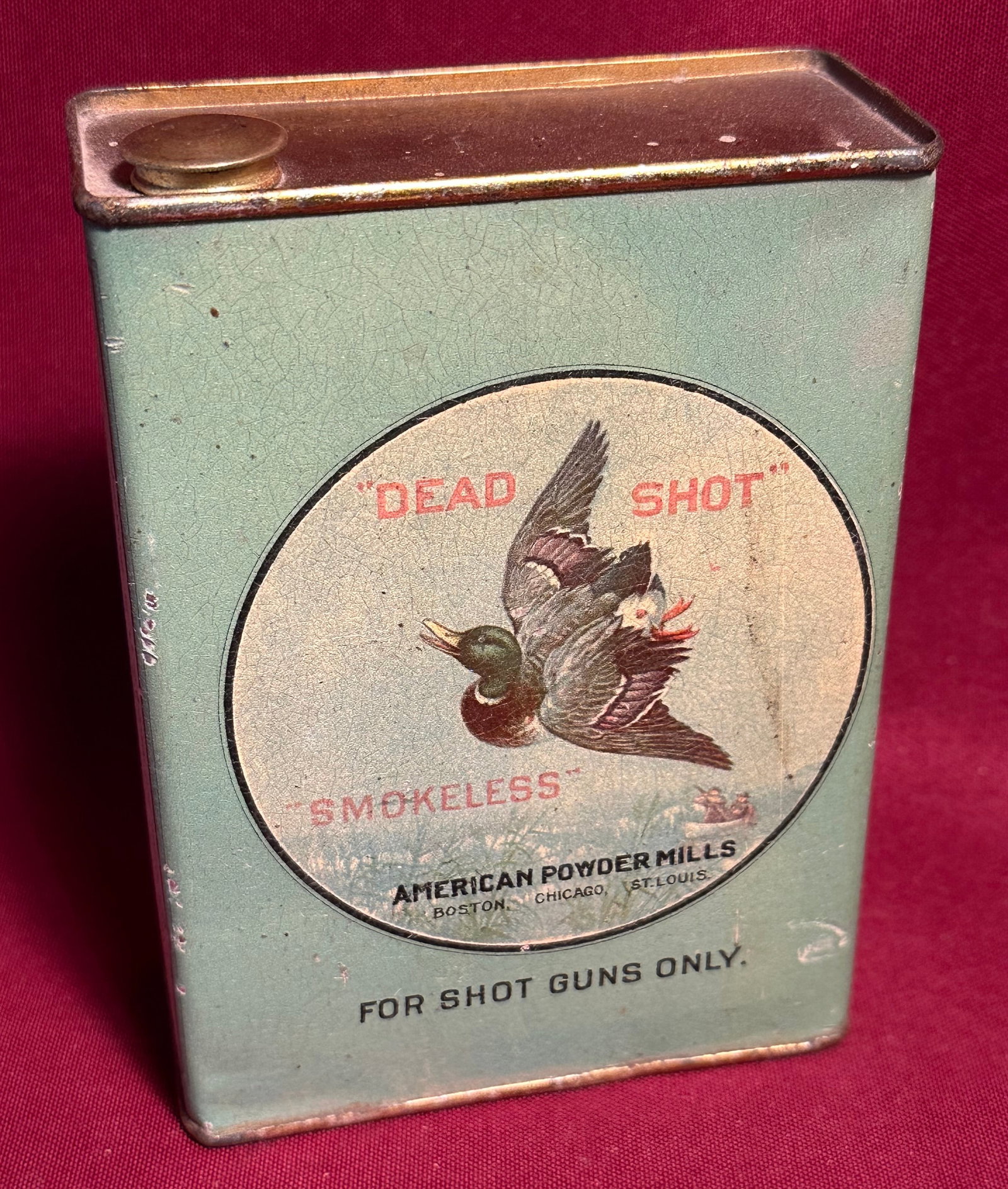 Dead Shot American Powder Mills Advertisement Gun Powder Tin: Dead Shot American Powder Mills Advertisement Gun Powder Tin