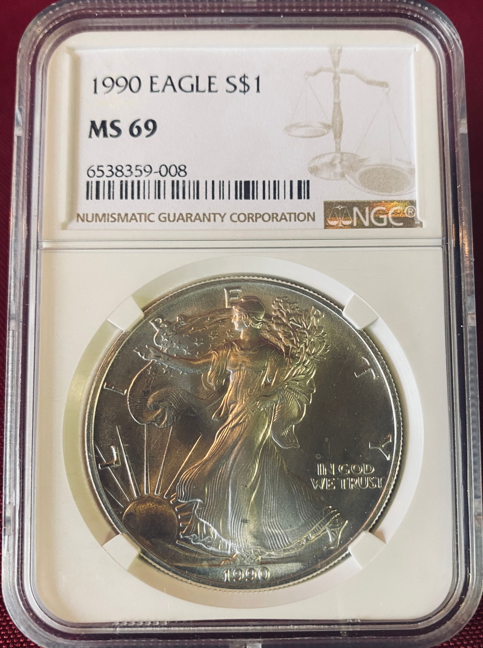 Graded 1990 One Ounce .999 Fine Silver Eagle - MS69 by NGC (1 of 3)
