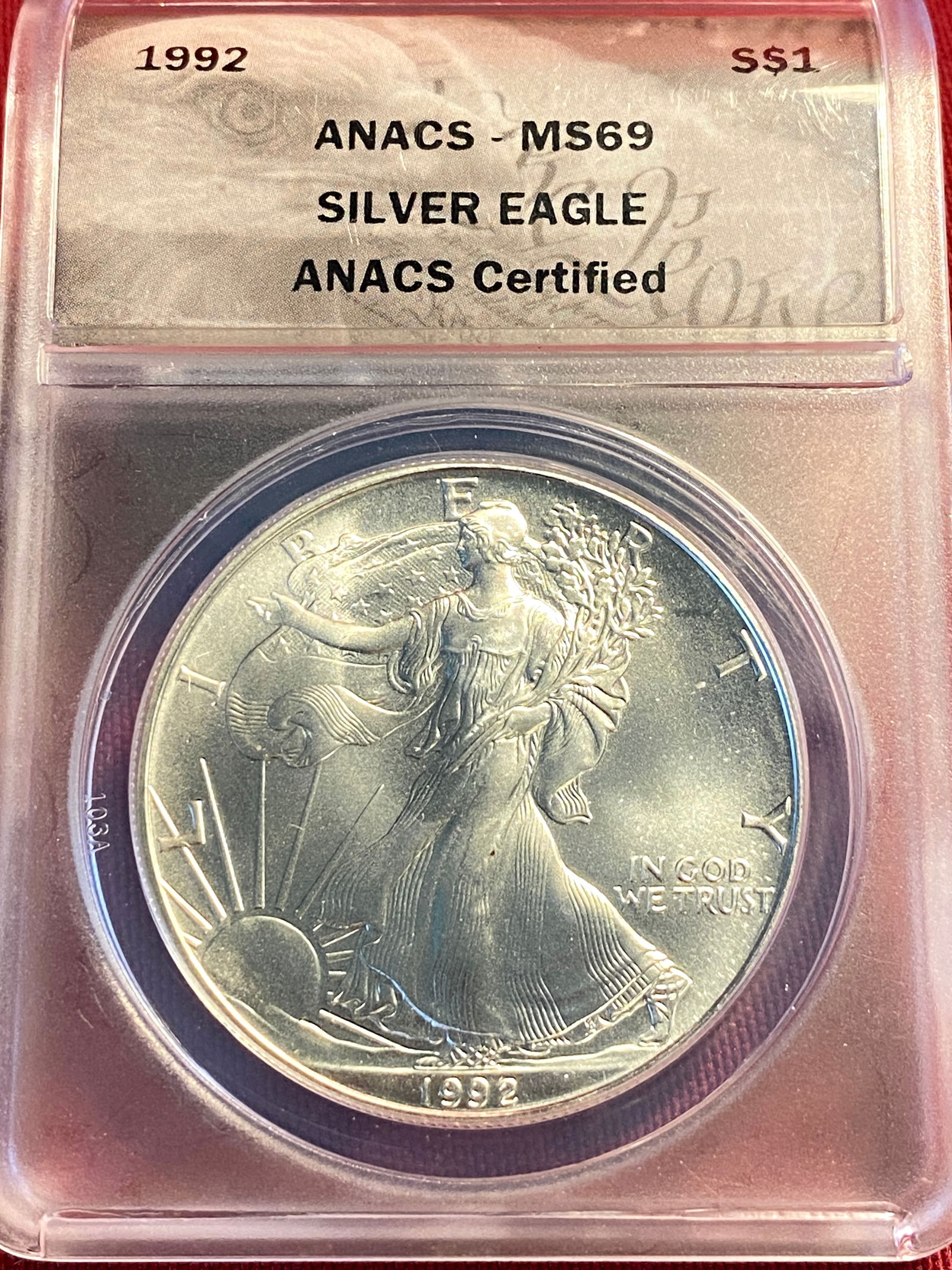 Graded 1992 One Ounce .999 Fine Silver Eagle - MS69 by ANACS (1 of 3)