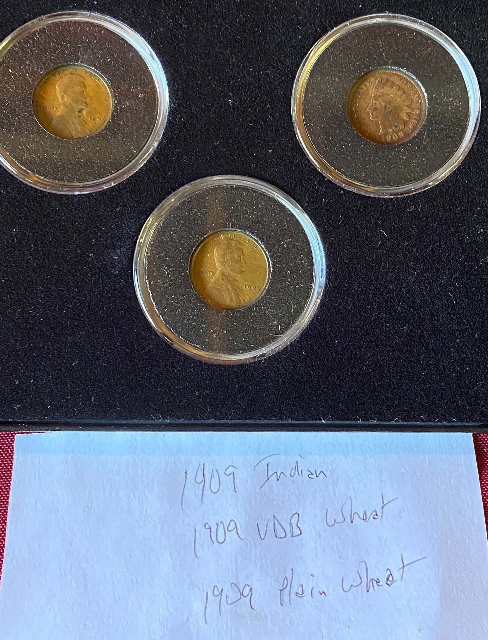 Three 1909 Type Coins - Indian Head, VDB Lincoln, and Lincoln Wheat: Three 1909 Type Coins - Indian Head, VDB Lincoln, and Lincoln Wheat