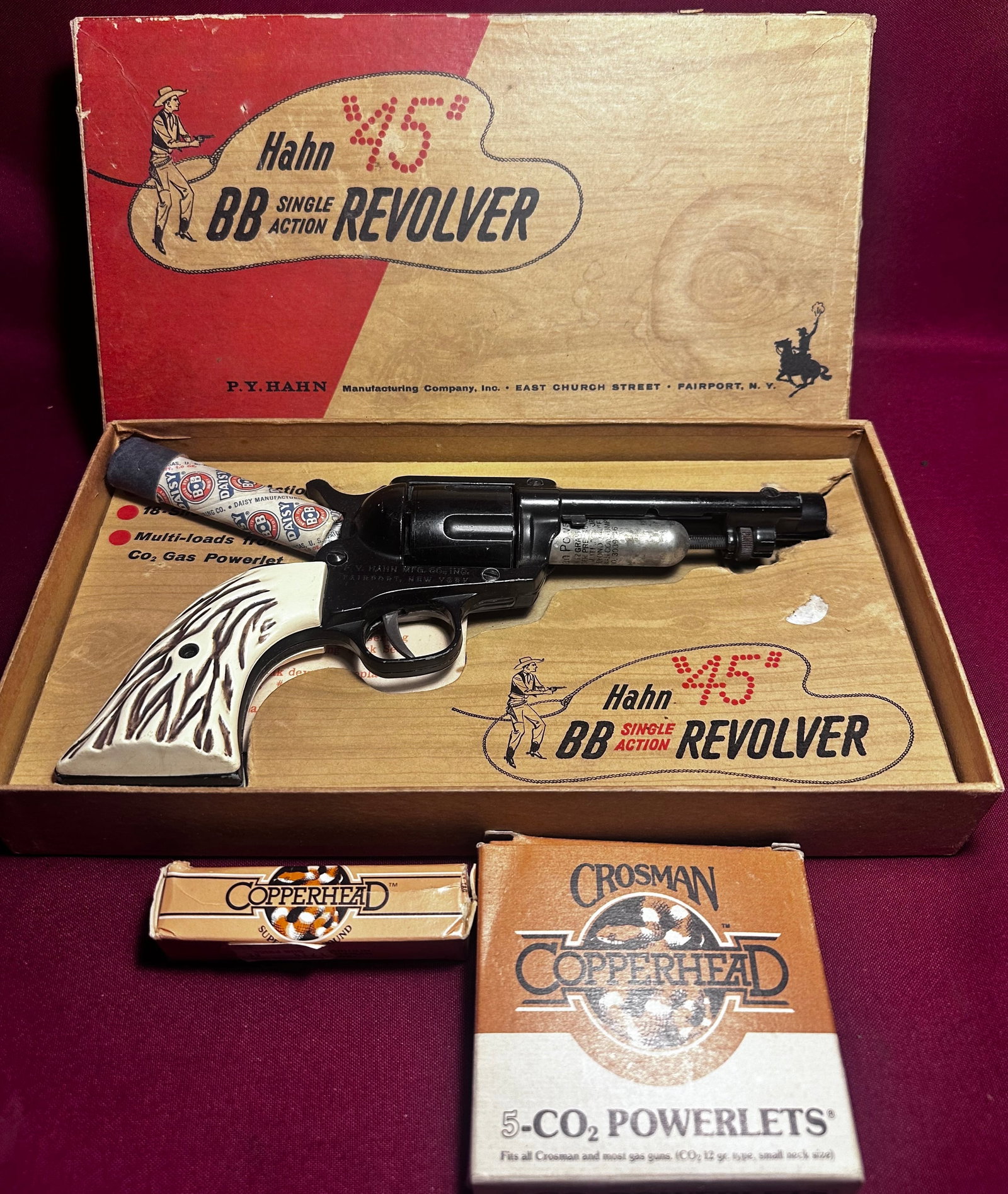 Rare in the Box P.Y. Hahn '45' BB Single Action Revolver - Circa 1959-1960 - No Shipping Available -: Rare in the Box P.Y. Hahn '45' BB Single Action Revolver - Circa 1959-1960 - No Shipping Available - Must Pick-Up - Must be 21 Years to Purchase