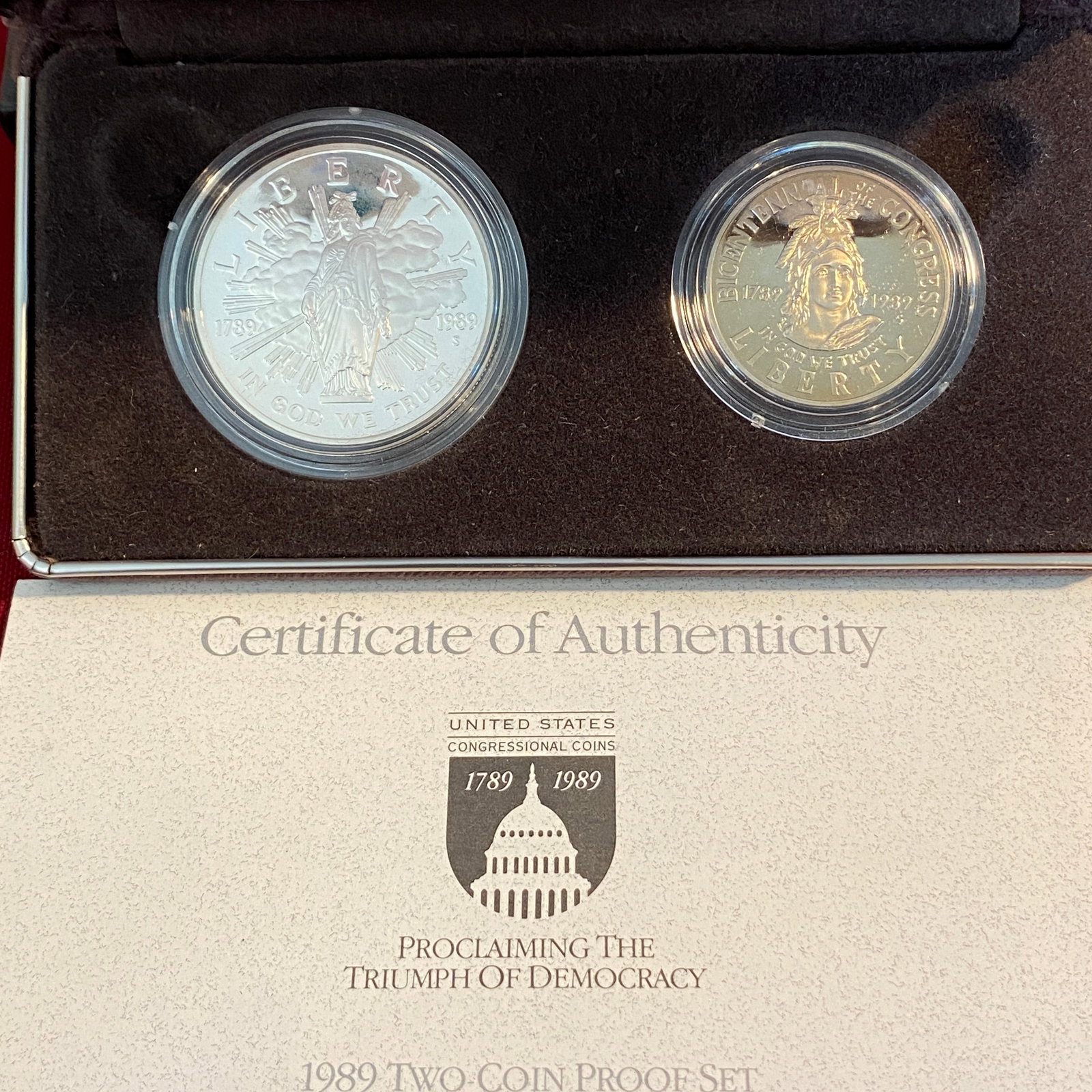 1989 U.S. Congressional Two Coin Proof Set - Includes Silver Dollar (1 of 4)