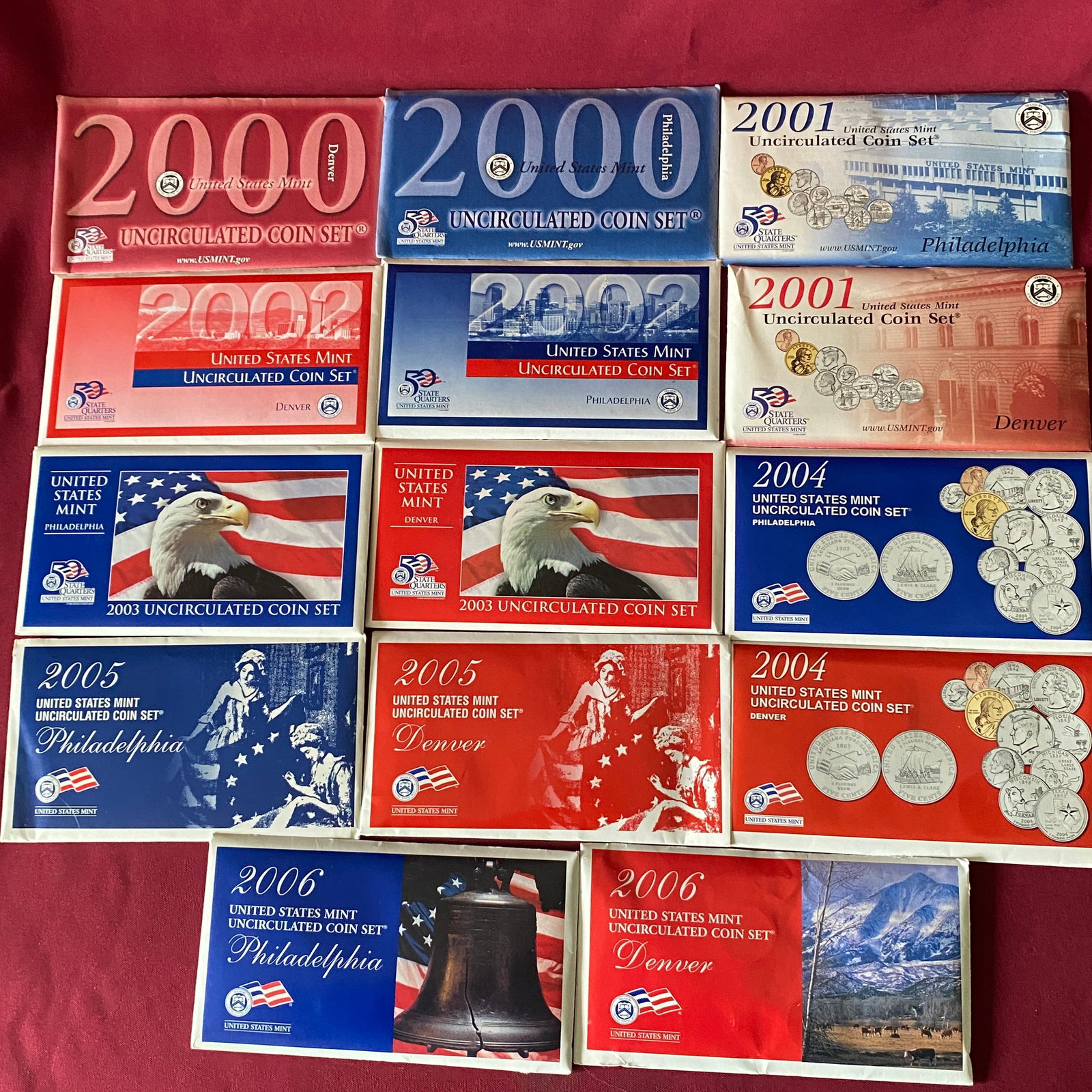 U.S. Mint Uncirculated Coin Sets - One Each D&P Mint (2000-2006) (1 of 3)