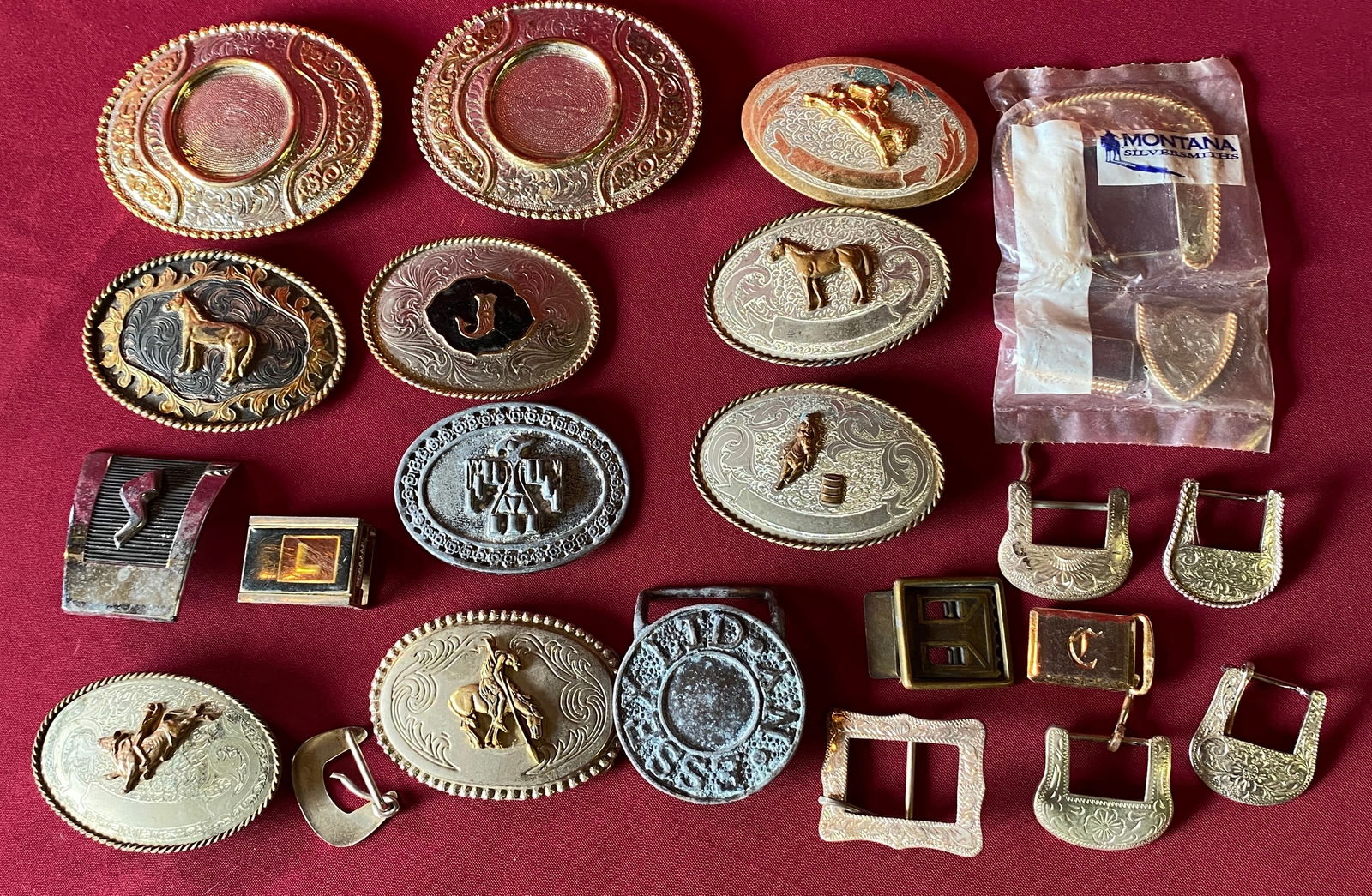 Western Style Belt Buckles and More - German Silver, Nickel Silver - NOS (1 of 7)