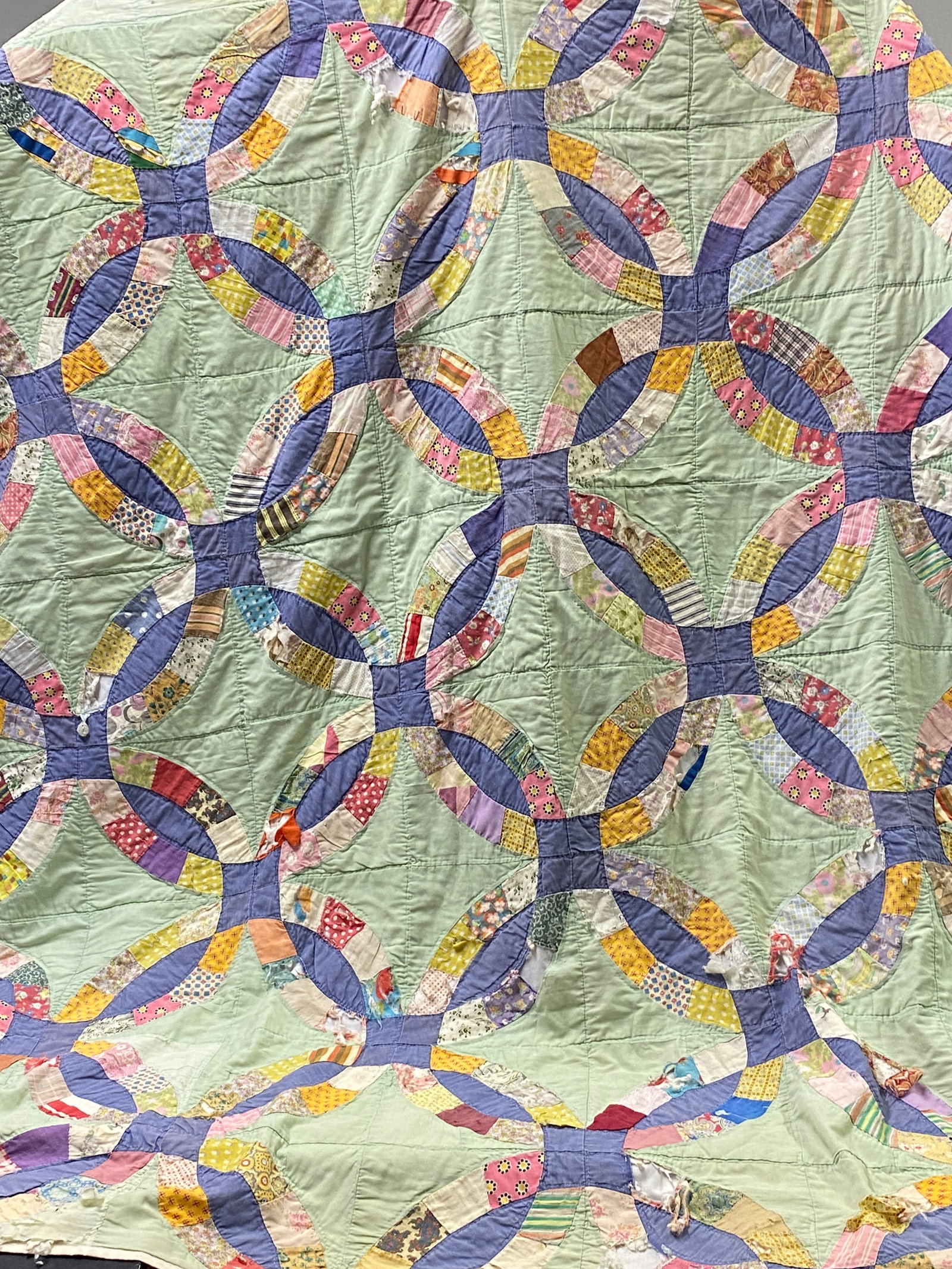 Older Crazy Patchwork Quilt - Hand Sewn - Some Holes - Various Stains on Underside (1 of 6)