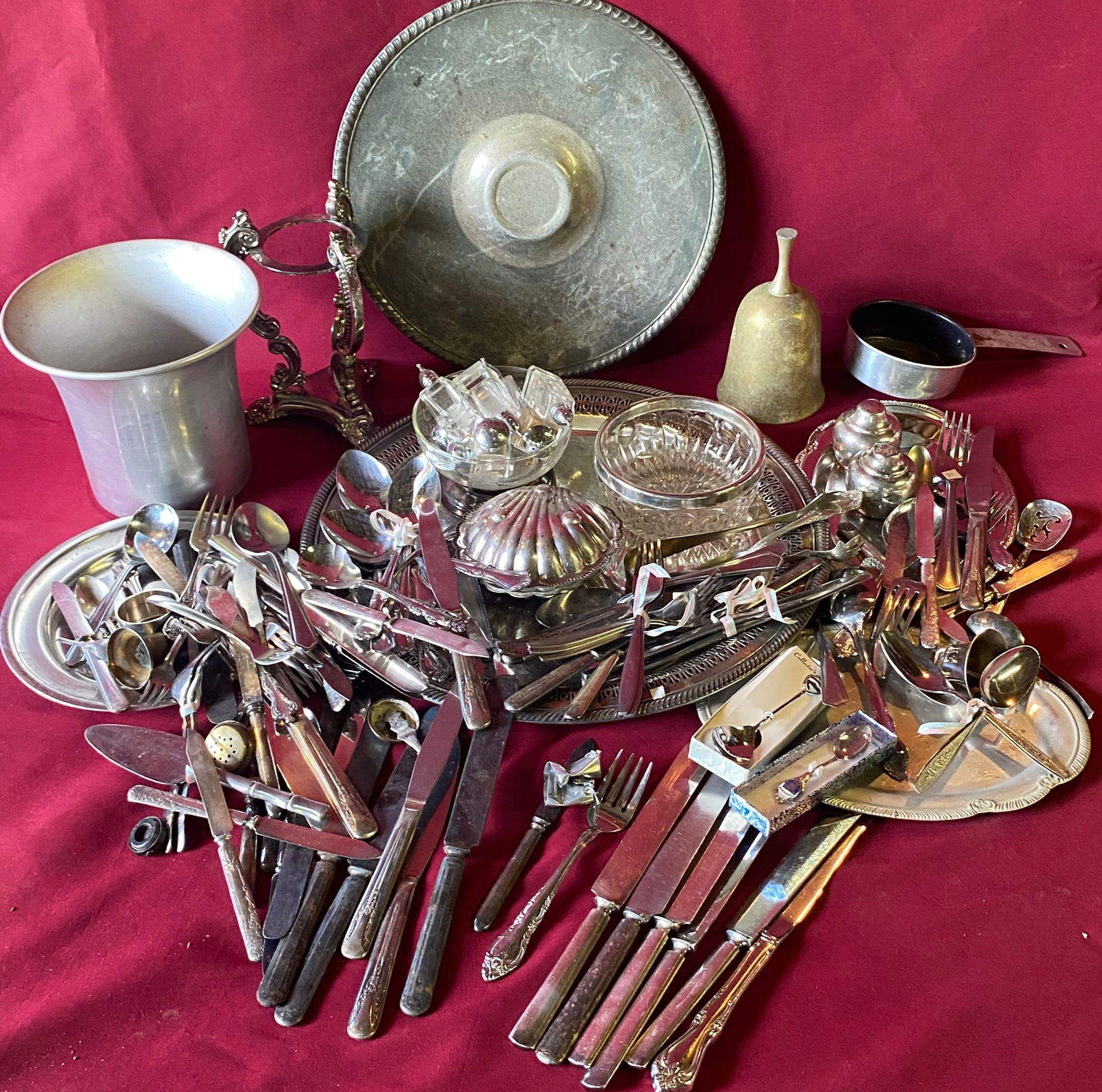 Various Material Serveware - Silver-Plate, Stainless, Etc.: Various Material Serveware - Silver-Plate, Stainless, Etc.