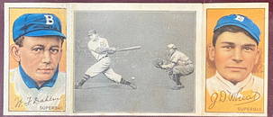 1912 T202 Triple Fold Tobacco Hassan Cigarette Card - Zach D. Wheat & William Dahlen - Wheat Strikes