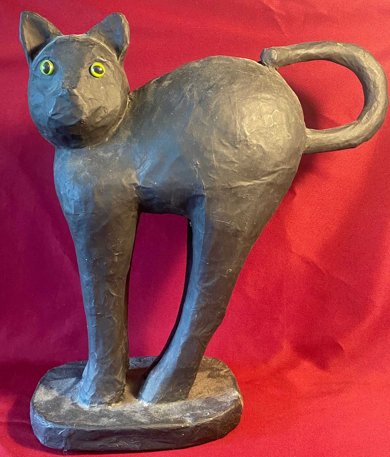 Halloween Paper Mache Older Folk-Art Cat with Cats Eyes  - Approx 19"Tx18"W (1 of 11)