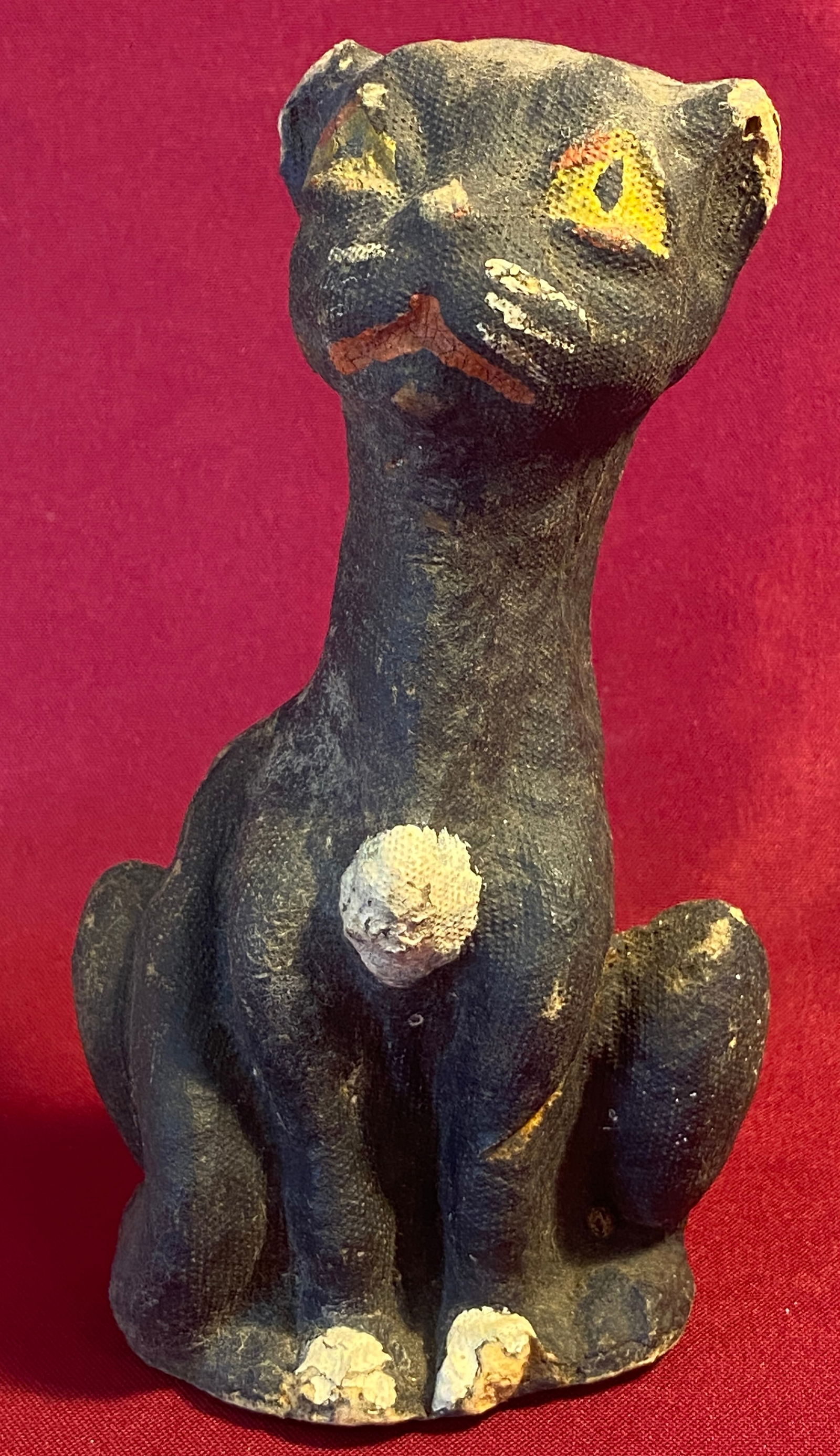 Halloween Antique Paper Mache Black Cat Candy Container - Condition Shown in Photos - Some Wear to: Halloween Antique Paper Mache Black Cat Candy Container - Condition Shown in Photos - Some Wear to Ears - Approx 7"x4"W