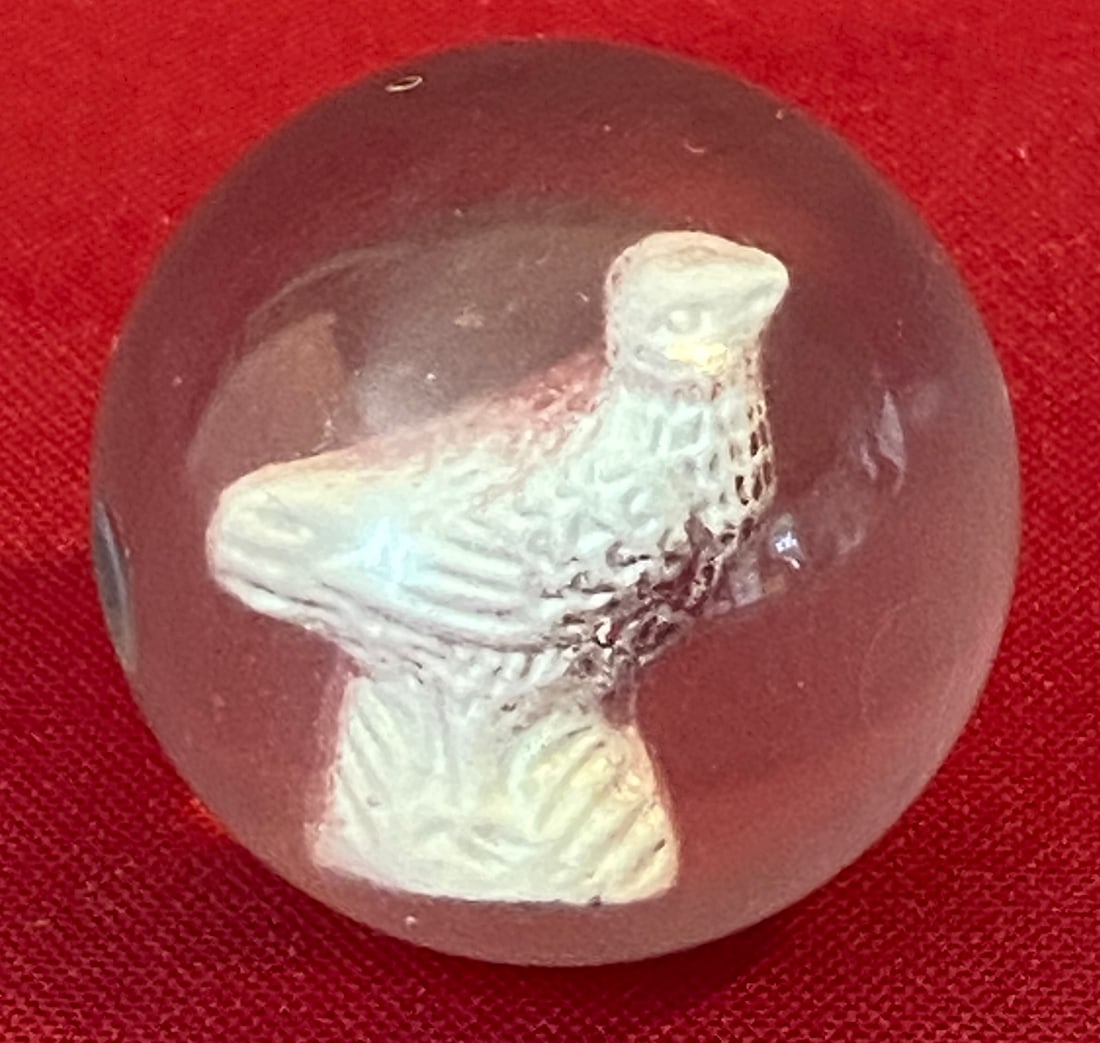Rare German Made Sulfide Glass Marble with Dove Bird - Approx 1.5" - As Seen Condition (1 of 6)