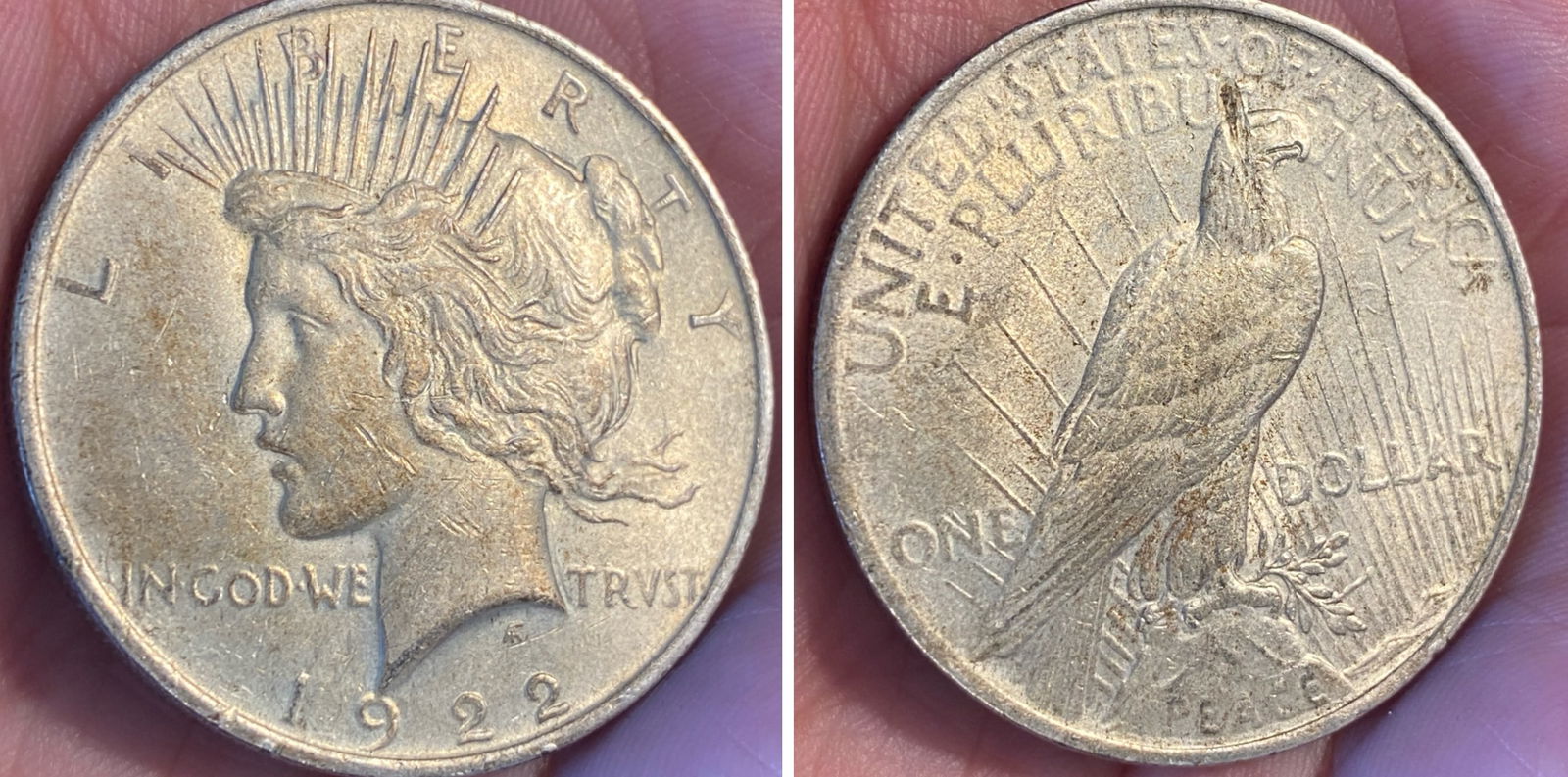 Two Peace Silver Dollars - 1922 & 1927 (1 of 3)