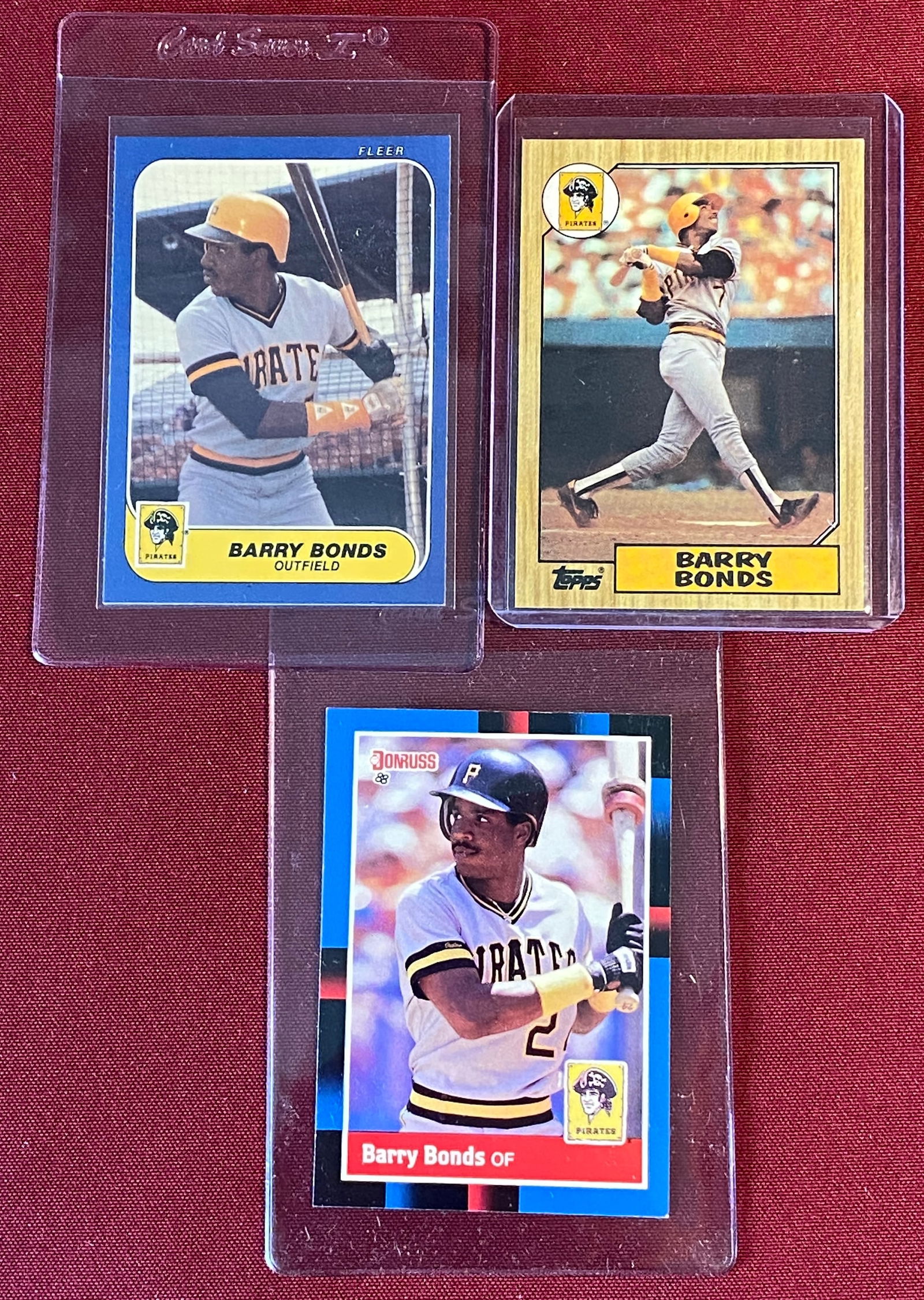 Three Barry Bonds Baseball Cards - 1986 Fleer, 1987 TOPPS, & 1987 Donruss (1 of 4)