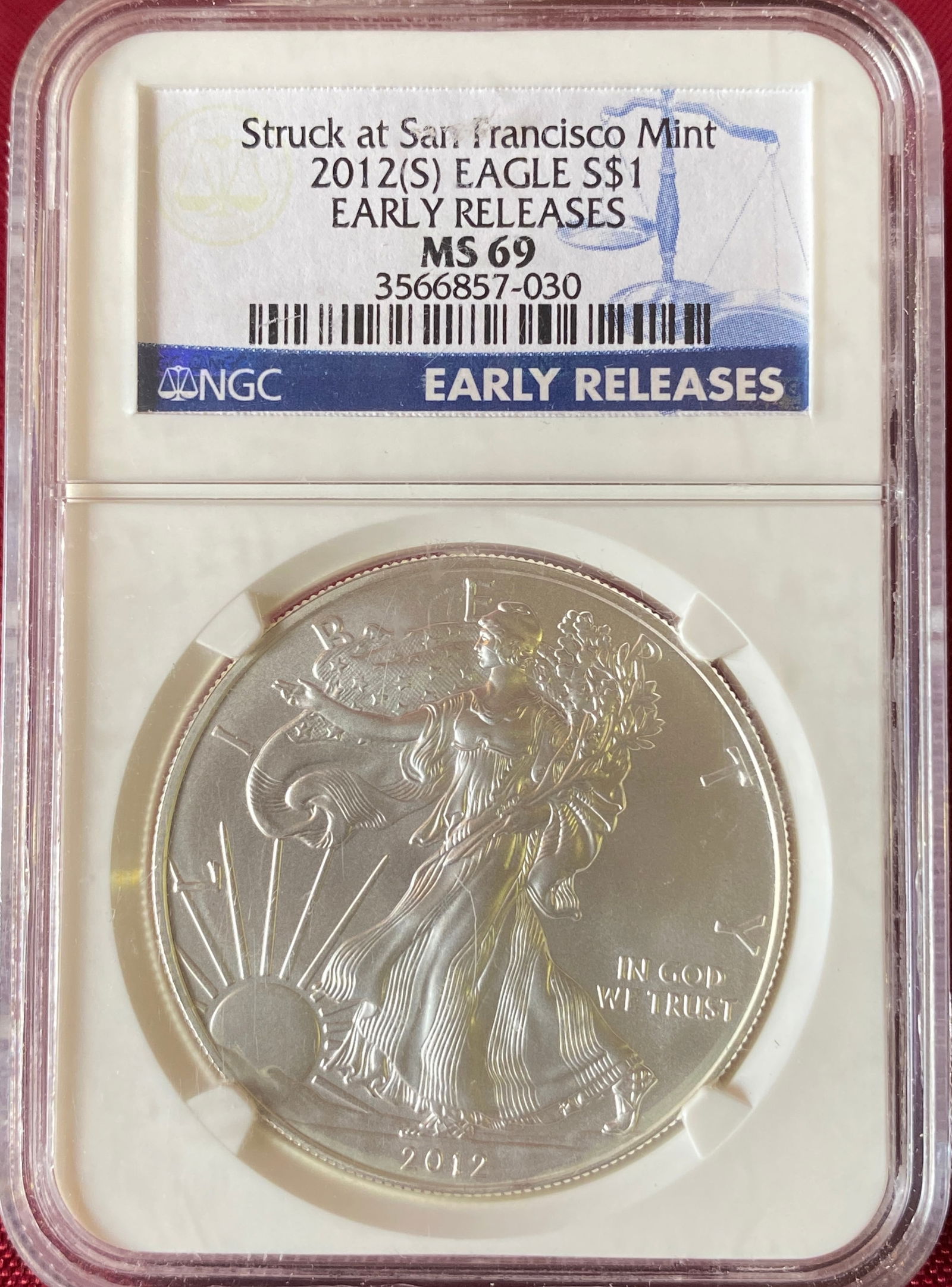 Graded 2012-S One Ounce .999 Fine Silver Eagle - MS69 by NGC (1 of 3)