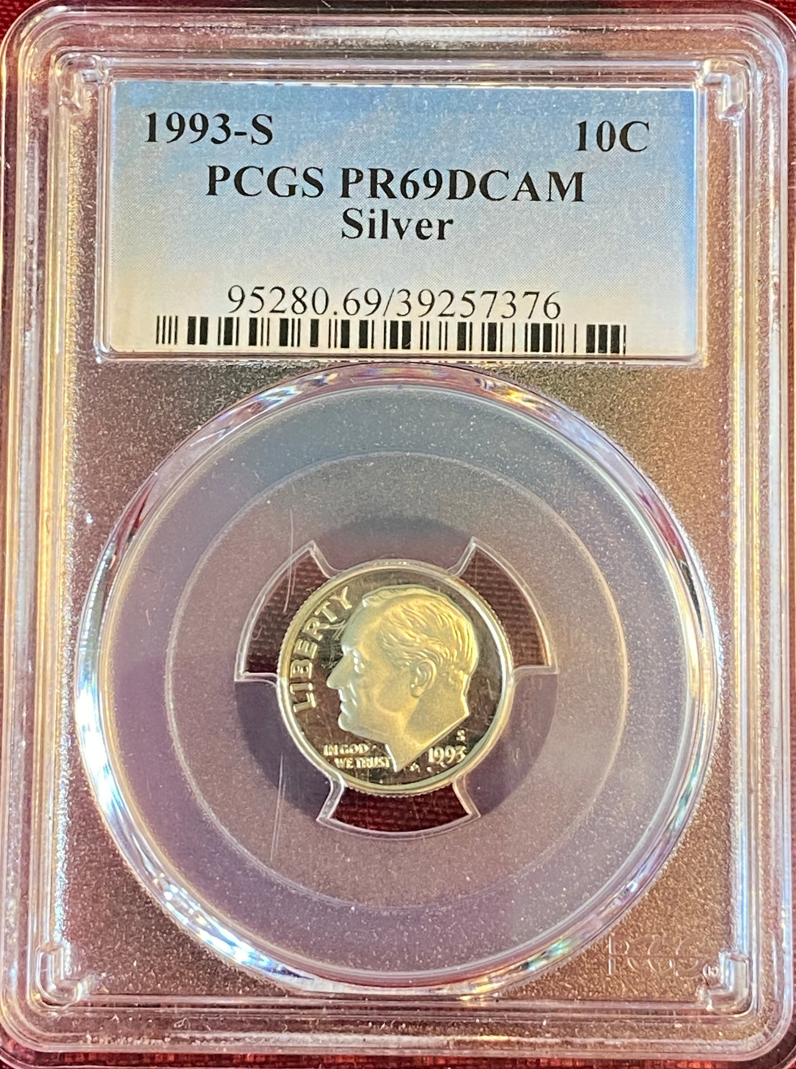 Graded 1993-S Roosevelt Silver Dime - PR69DCAM by PCGS (1 of 3)