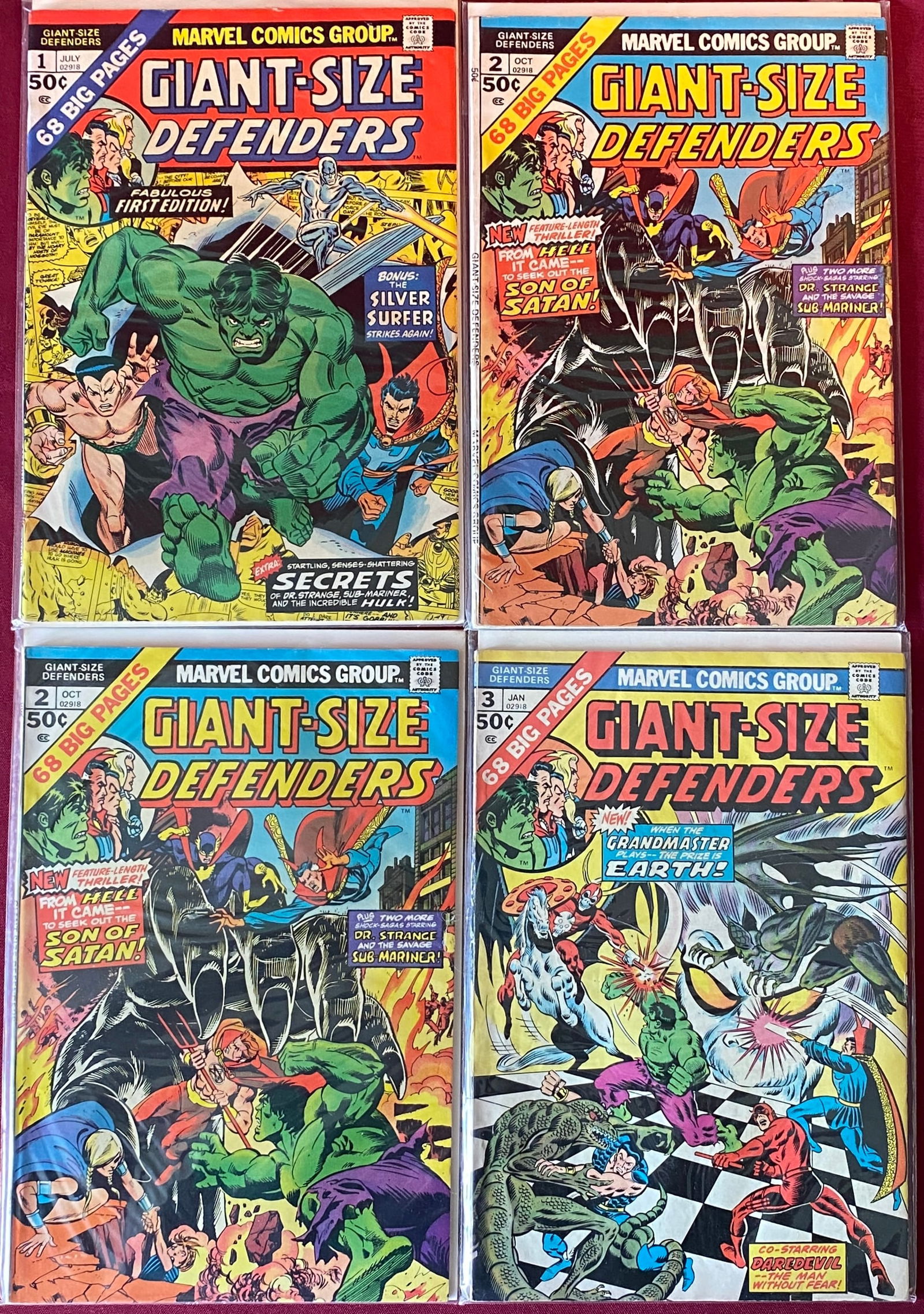 Four Marvel Giant Sized 'The Defenders' Comic Books - No.1, (2) 2, 3 (1 of 3)