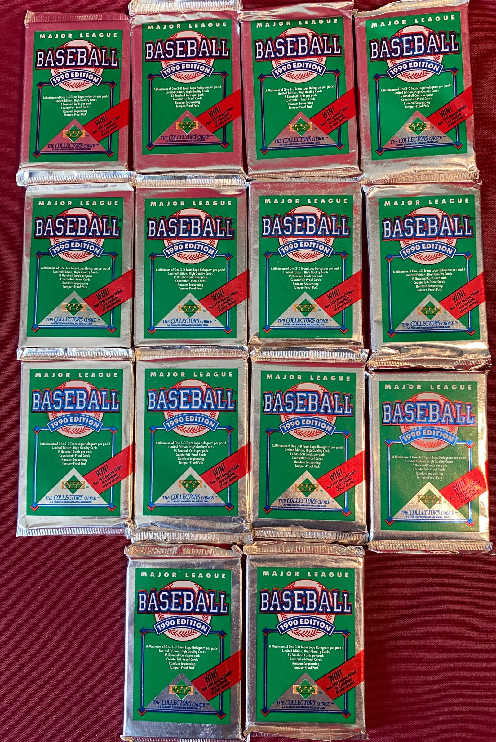 Fourteen 1990 Edition Factory Packed Upper Deck MLB Baseball Cards (1 of 3)