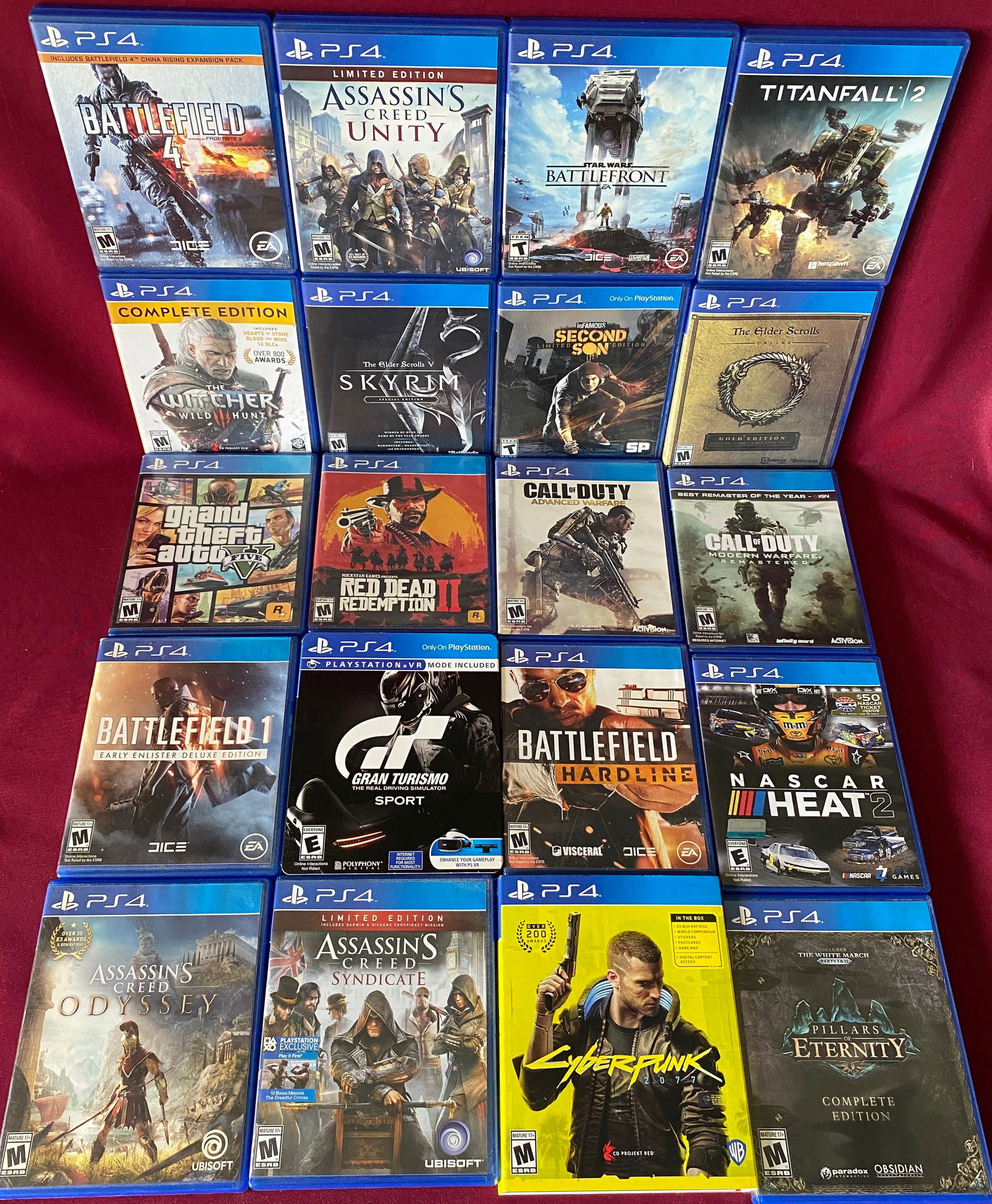Twenty Play Station 4 Games in Cases: Twenty Play Station 4 Games in Cases