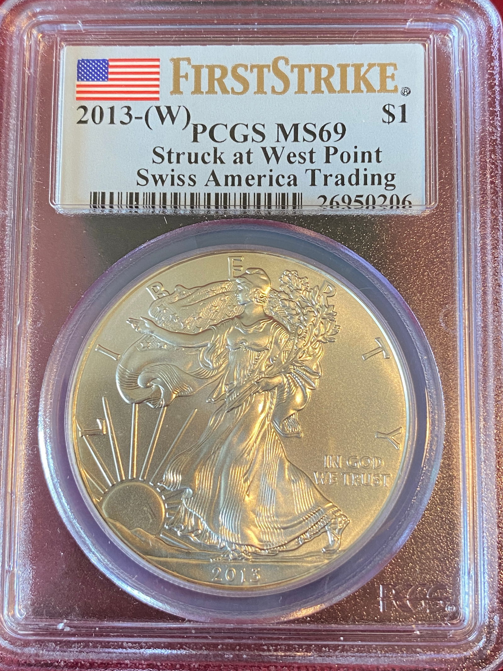 Graded 2013-W One Ounce .999 Fine Silver Eagle - MS69 by PCGS (1 of 3)