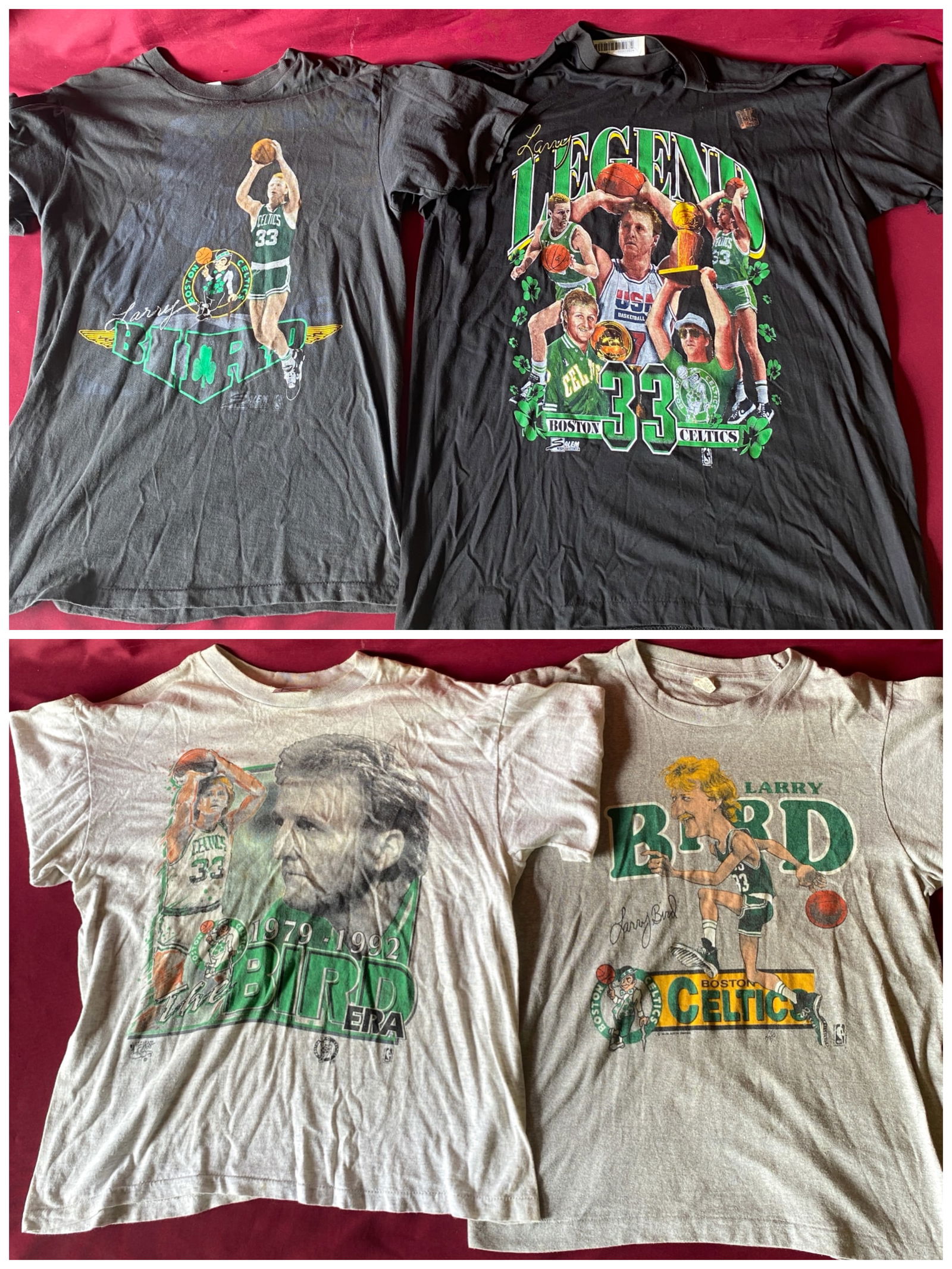 Four Collectible Vintage Larry Bird Celtics T-Shirts - Both Large (1 of 5)