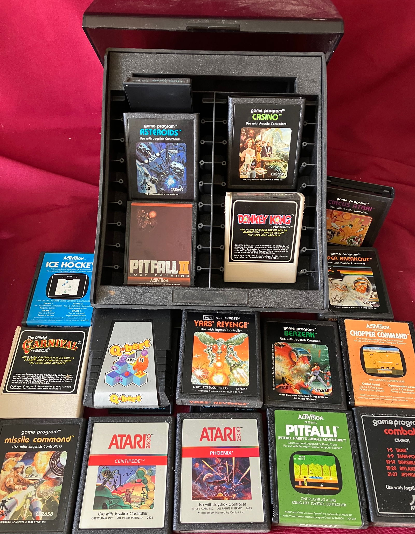 Vintage Atari Games in Case - Donkey Kong, Pitfall, Berzerk, Centipede, Asteroids, Etc. (1 of 8)
