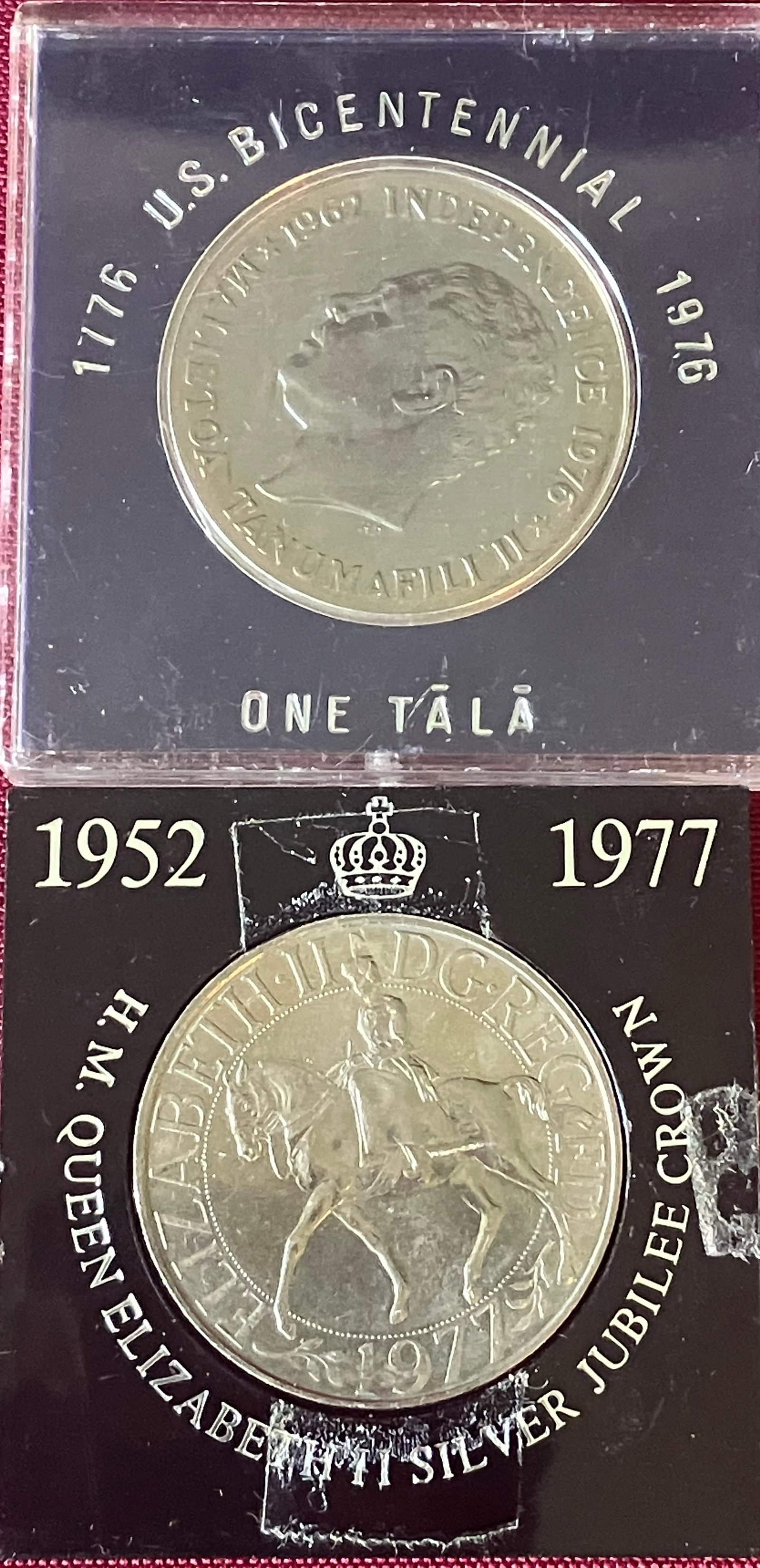 Silver Jubilee Crown & U.S. Independence Western Samoa One Tala Commemorative (1 of 5)