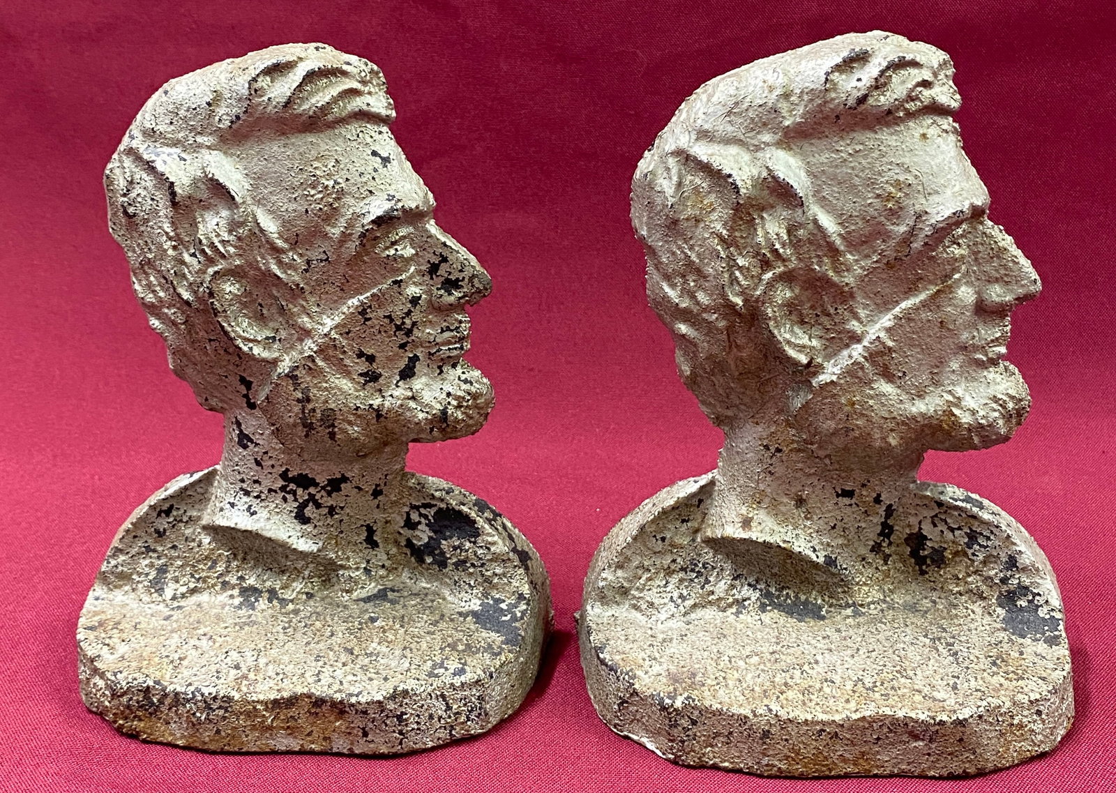 Two Cast Iron Silver Color Abraham Lincoln Bookends: Two Cast Iron Silver Color Abraham Lincoln Bookends