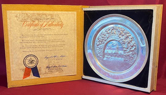 Sterling Silver - Approx 369 Grams - Americana Series - Anheuser Busch Plate of Grants Farm - #629: Sterling Silver - Approx 369 Grams - Americana Series - Anheuser Busch Plate of Grants Farm - #629