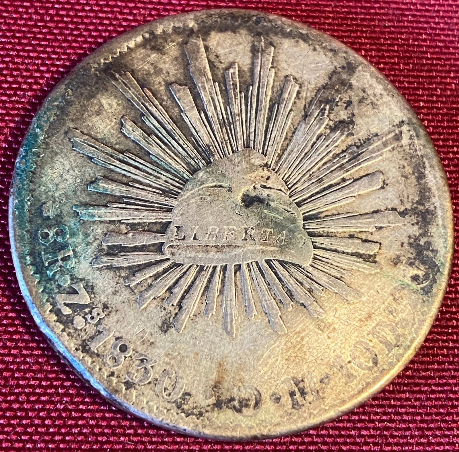 1830 Z Mexico Silver (.903) Cap and Rays Libertad: 1830 Z Mexico Silver (.903) Cap and Rays Libertad