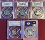 Five 2001-S PCGS Graded Silver Quarters - NY, NC, RI, VT, KY - All PR69DCAM