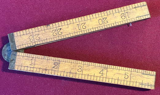 Older 73 1/4 Stanley Folding Brass Bound Boxwood Ruler: Older 73 1/4 Stanley Folding Brass Bound Boxwood Ruler