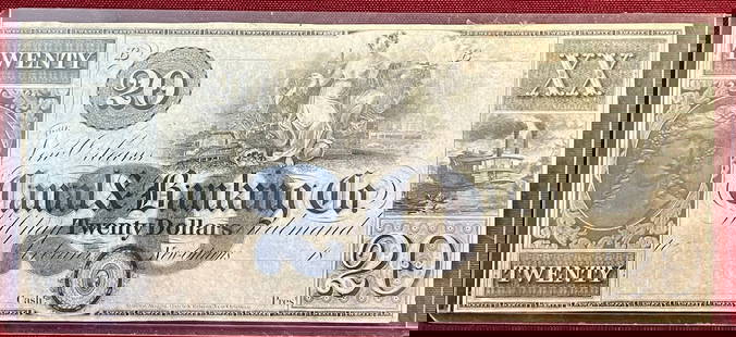 Canal & Building Co. Twenty Dollar Paper Currency Note: Canal & Building Co. Twenty Dollar Paper Currency Note