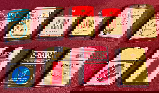 Nine Older Tobacco Advertising Cigarette Lighters: Nine Older Tobacco Advertising Cigarette Lighters