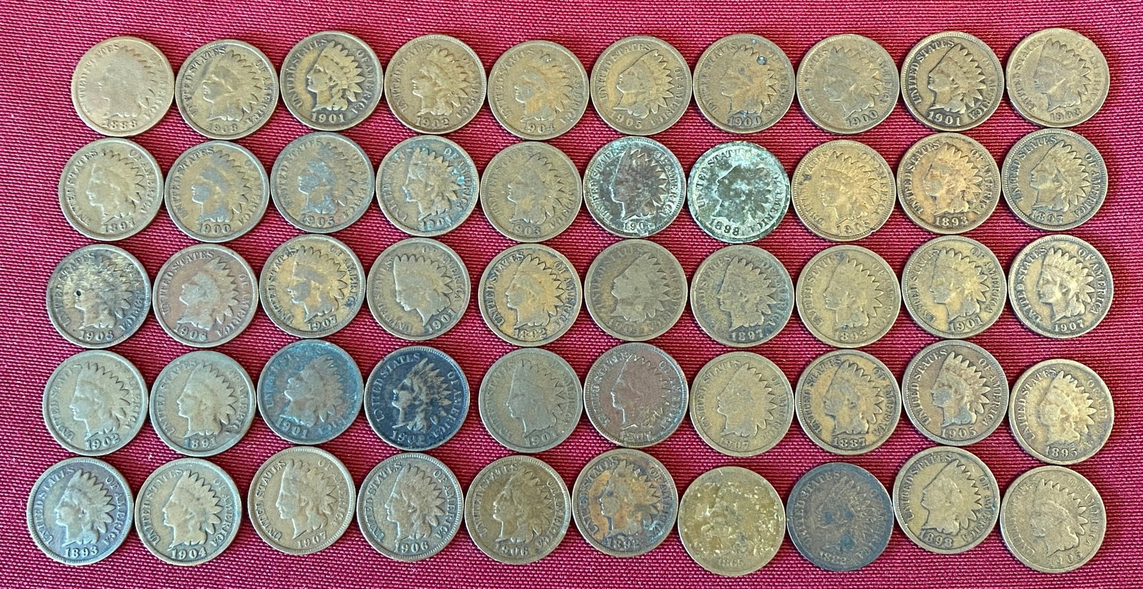 Fifty Indian Head Pennies: Fifty Indian Head Pennies