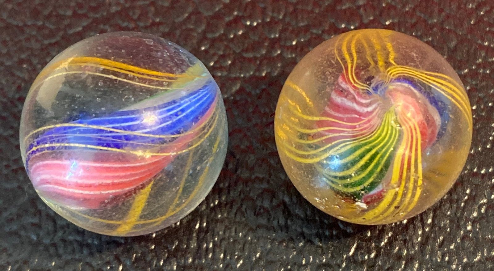 Two Antique Shooter/Bowler Sized Glass Swirl Marbles: Two Antique Shooter/Bowler Sized Glass Swirl Marbles