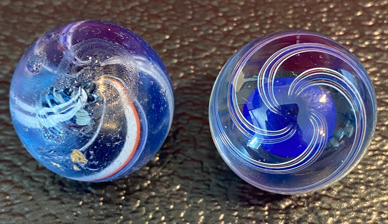 Two Older Blue Swirl Glass Marbles (1 of 7)