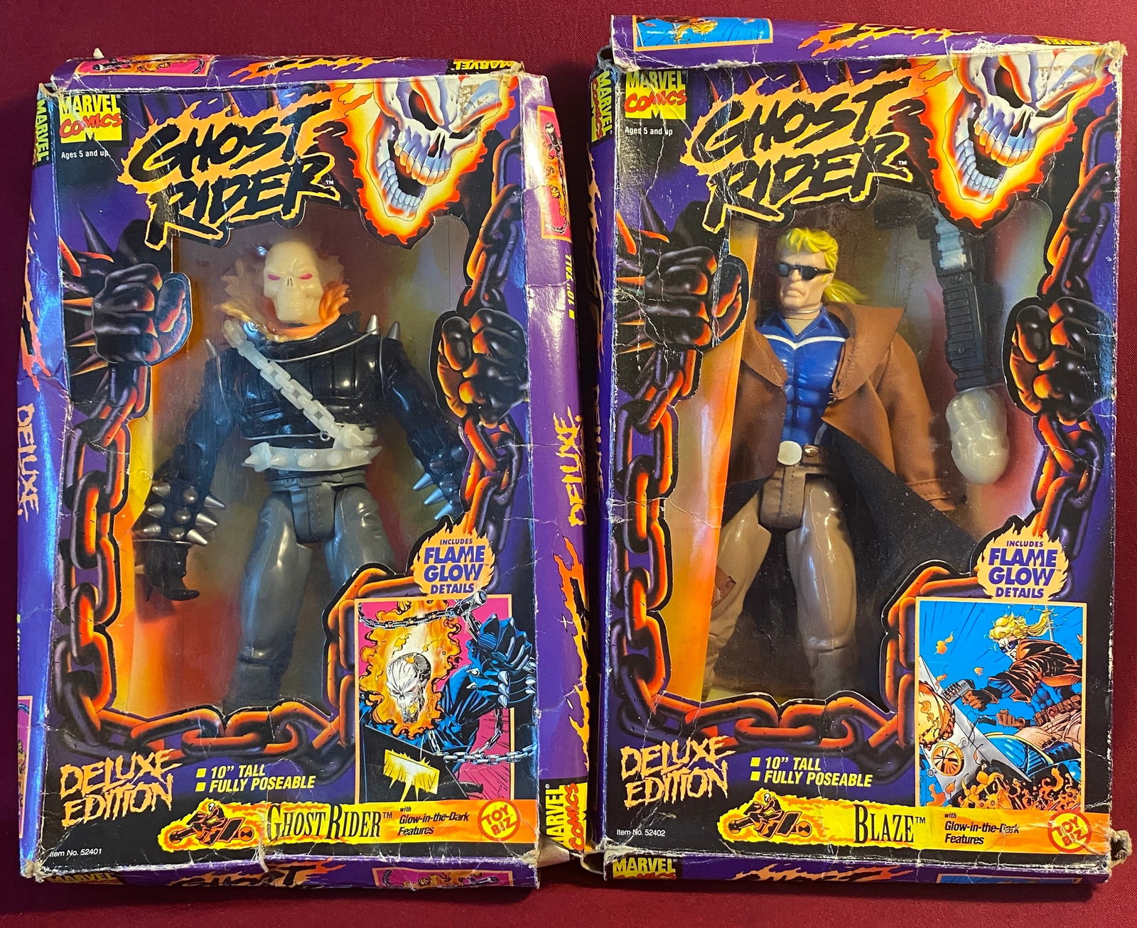 Two Ghost Rider Action Figures in Boxes - Ghost Rider & Blaze - Glow in the Dark - Boxes as Seen: Two Ghost Rider Action Figures in Boxes - Ghost Rider & Blaze - Glow in the Dark - Boxes as Seen Condition