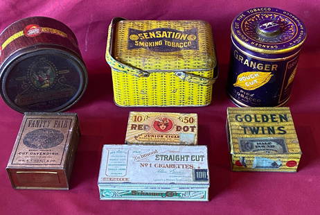 Seven Older Tobacco Advertisement Tins: Seven Older Tobacco Advertisement Tins