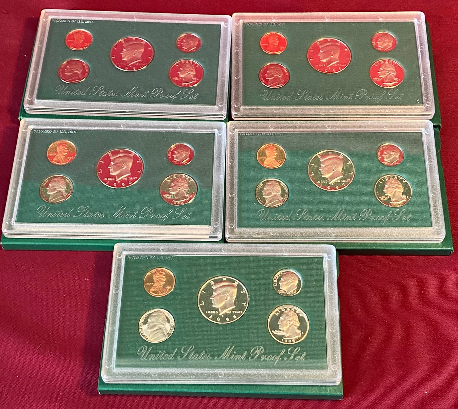 Five U.S. Mint Proof Sets - 1994-1998 (1 of 3)