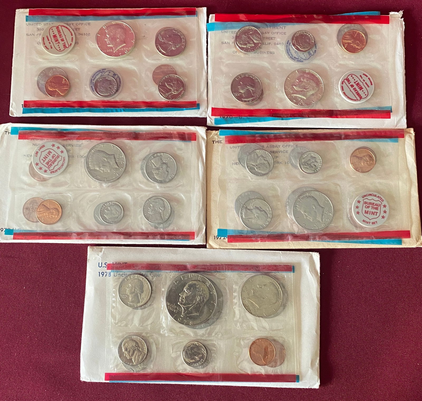 Five U.S. Mint Uncirculated Sets - (2) 1970, (2) 1972, 1978 (1 of 3)