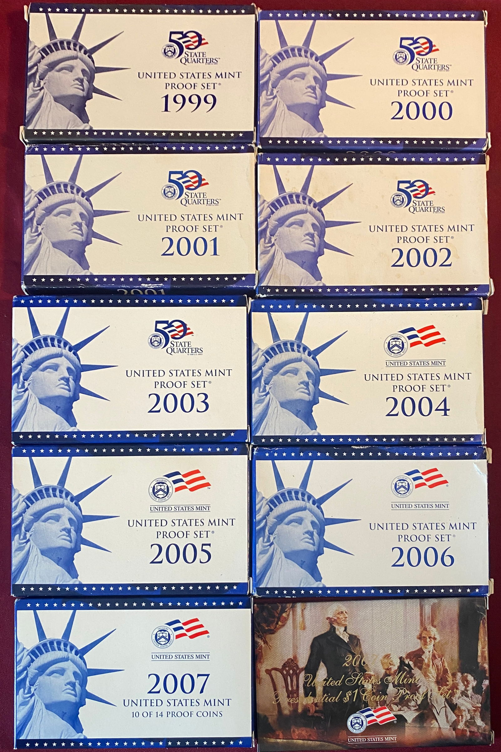 Ten U.S. Mint Proof Sets - 1999-2007 (1 of 3)