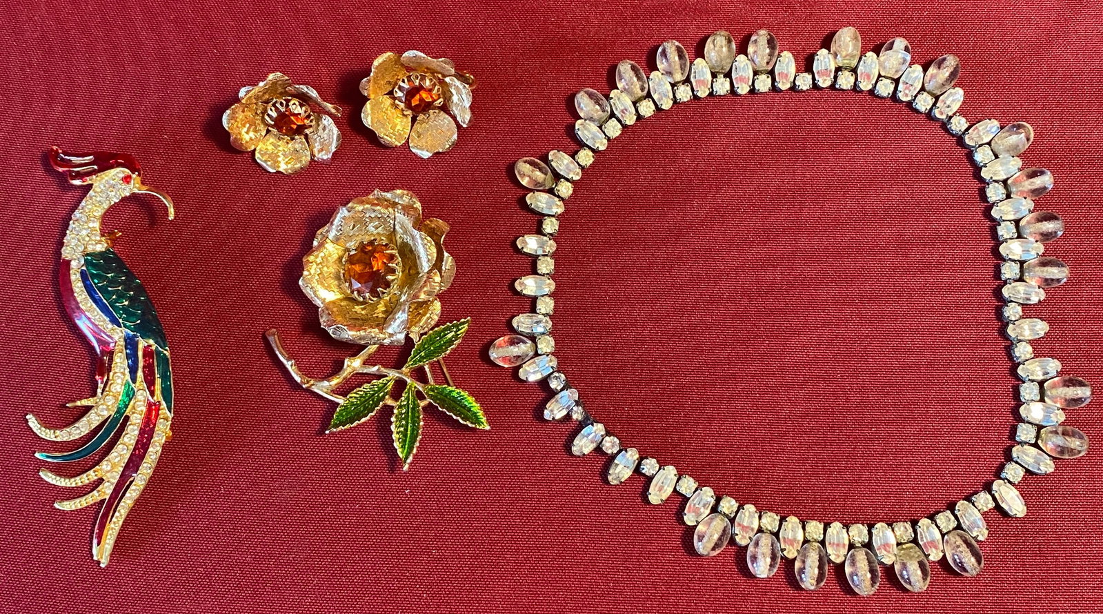Sarah Coventry Earrings and Weiss Necklace, and Other Pin: Sarah Coventry Earrings and Weiss Necklace, and Other Pin