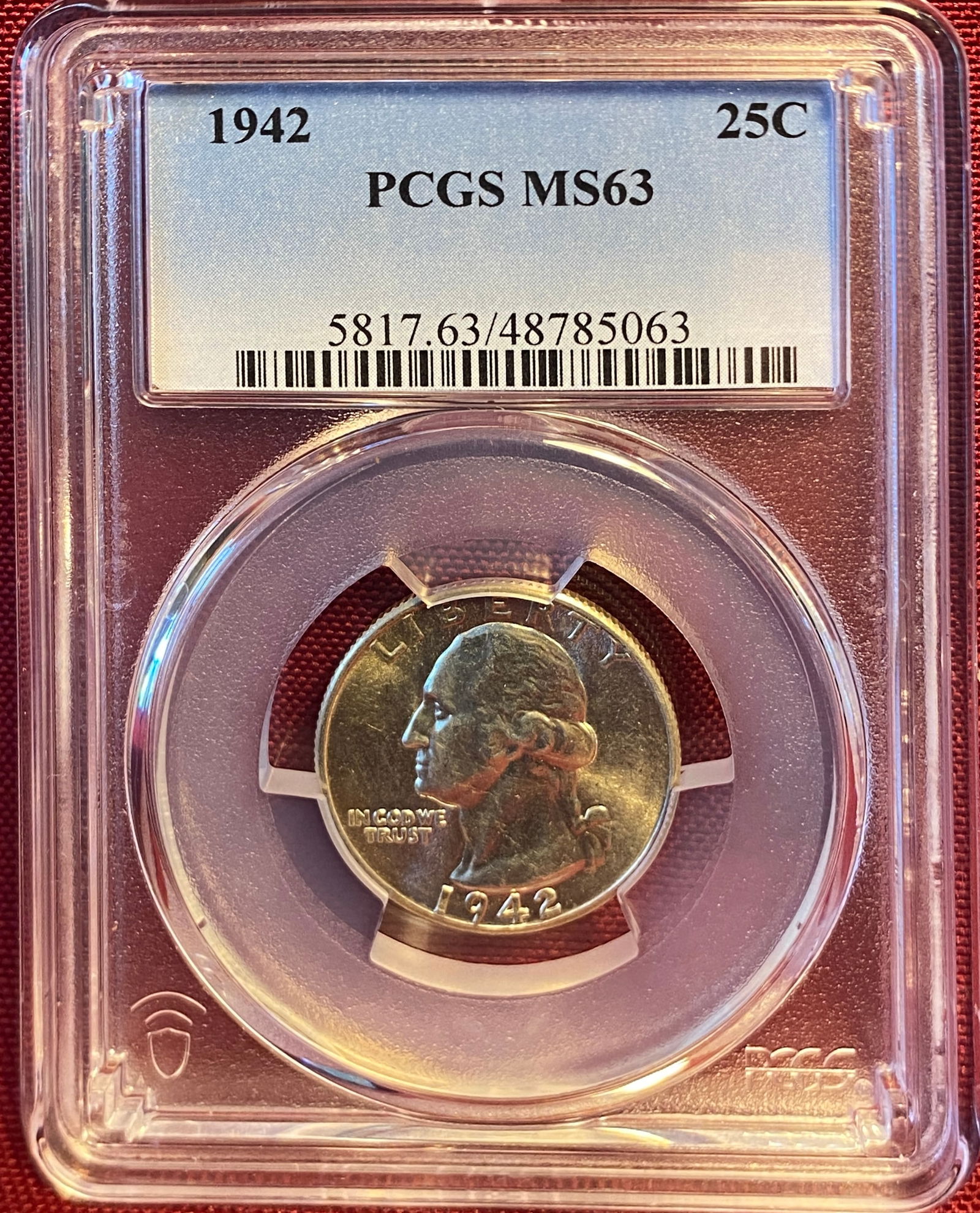 Graded 1942 Washington Silver Quarter - MS63 by PCGS (1 of 3)