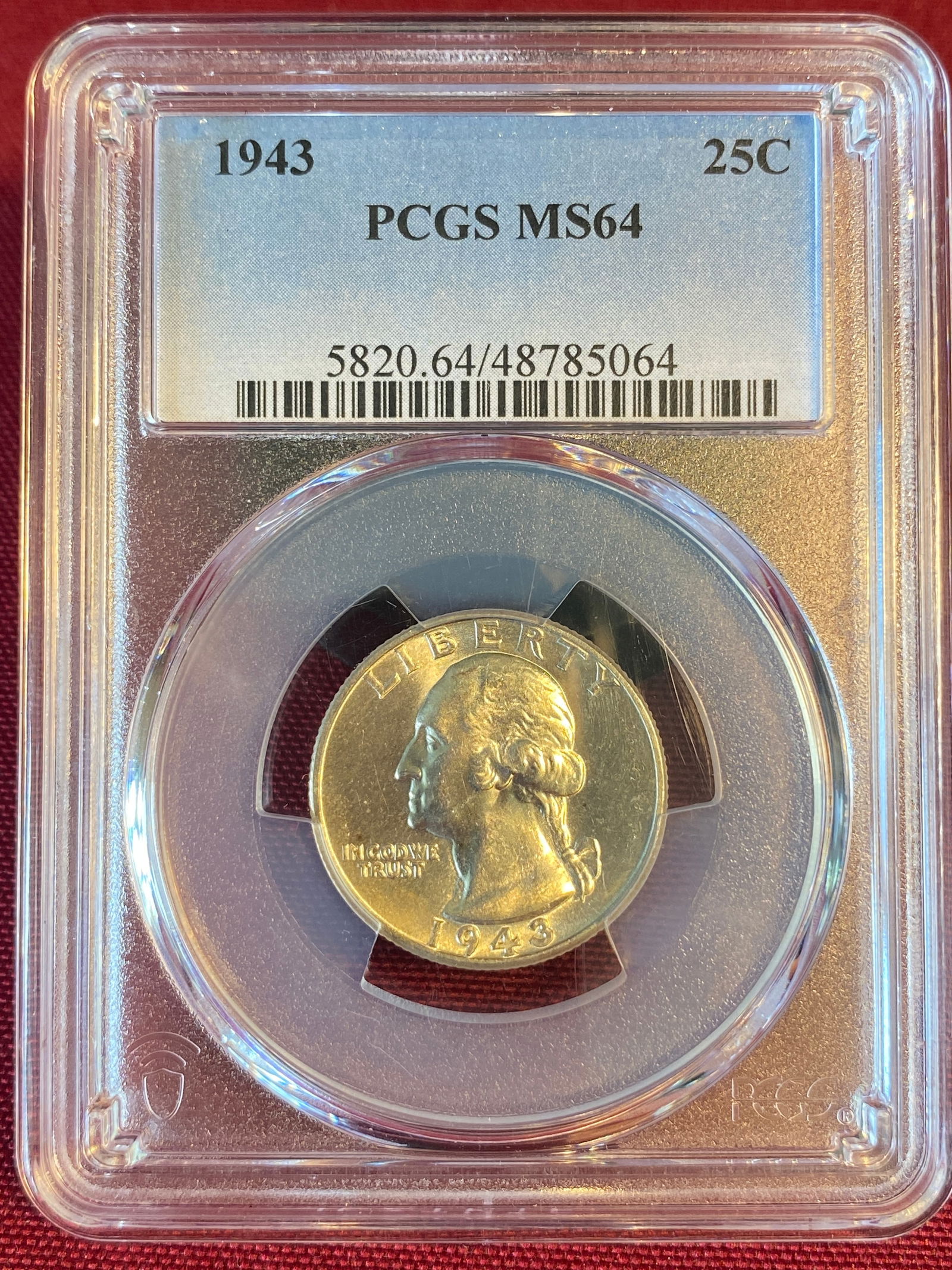 Graded 1943 Washington Silver Quarter - MS64 by PCGS (1 of 3)