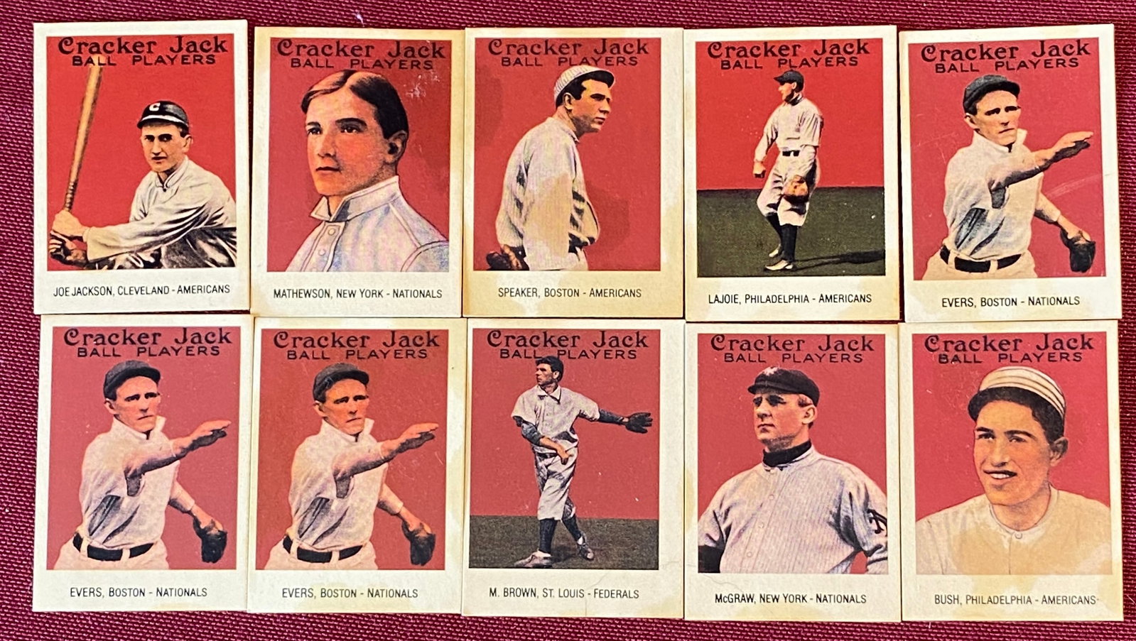 Ten Cracker Jack Borden Co Collectible Baseball Cards: Ten Cracker Jack Borden Co Collectible Baseball Cards