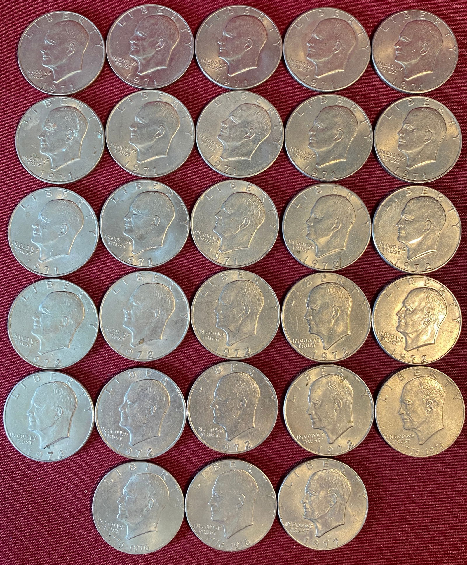 Twenty-Eight Eisenhower Silver Dollars - Various Years (1 of 4)
