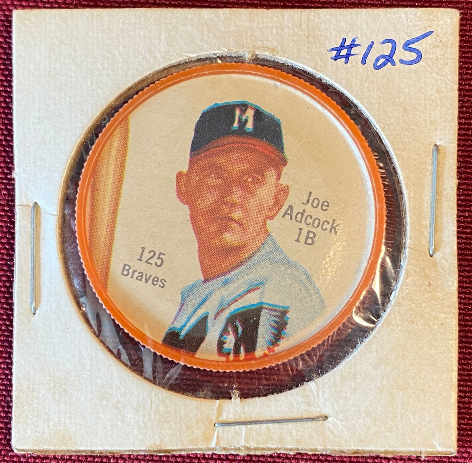 1962 Salada Tea Coin - Braves Joe Adcock 1B #125 (1 of 4)