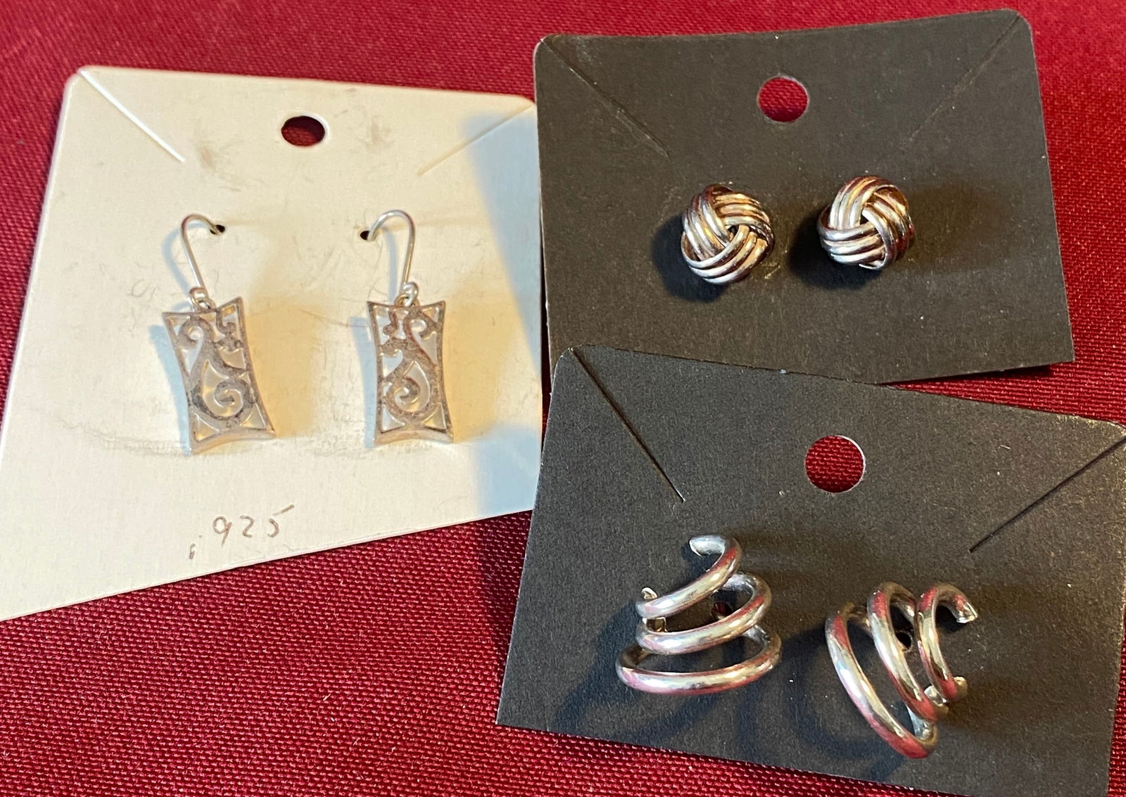 Three Pairs Ornate Sterling Silver Earrings - Approx 8.73 Grams (1 of 6)