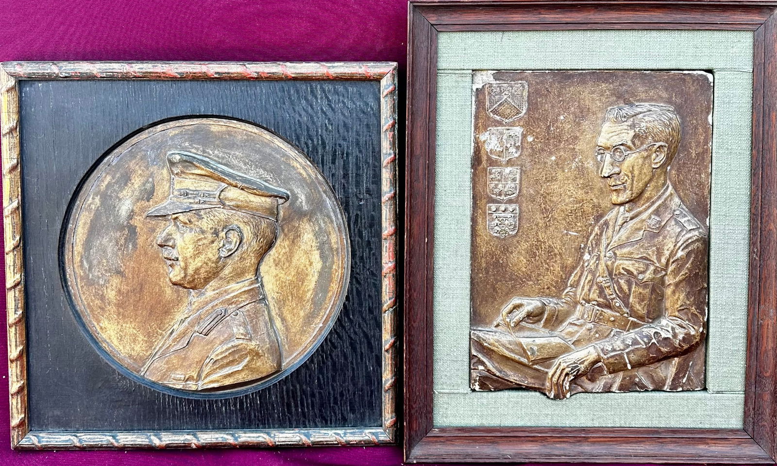 Military Framed Chalkware Style Portraits: Military Framed Chalkware Style Portraits