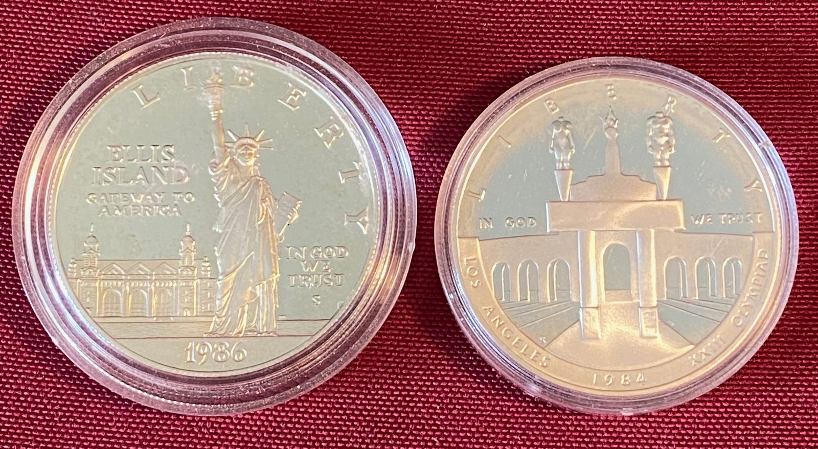 Two Commemorative Silver Dollars - 1984 Olympics & 1986 Statue of Liberty (1 of 2)