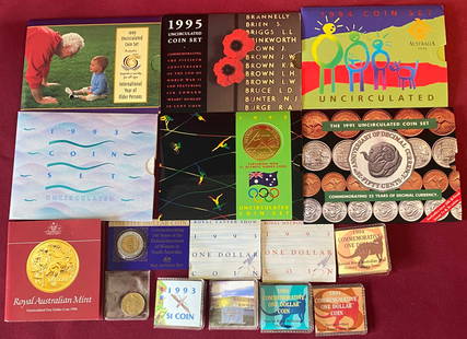 Large Lot of Royal Australian Mint Uncirculated Coin Sets, Commemorative Dollar Coins, Etc: Large Lot of Royal Australian Mint Uncirculated Coin Sets, Commemorative Dollar Coins, Etc
